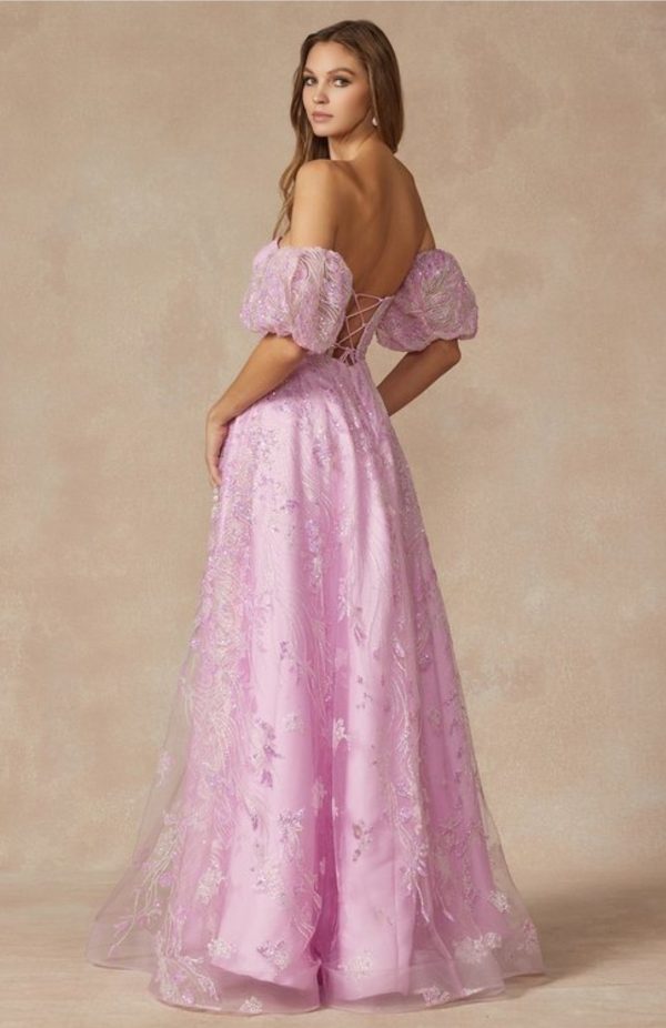 STRAPLESS SEQUIN TULLE BALLGOWN WITH REMOVABLE BALLON SLEEVES - Image 3