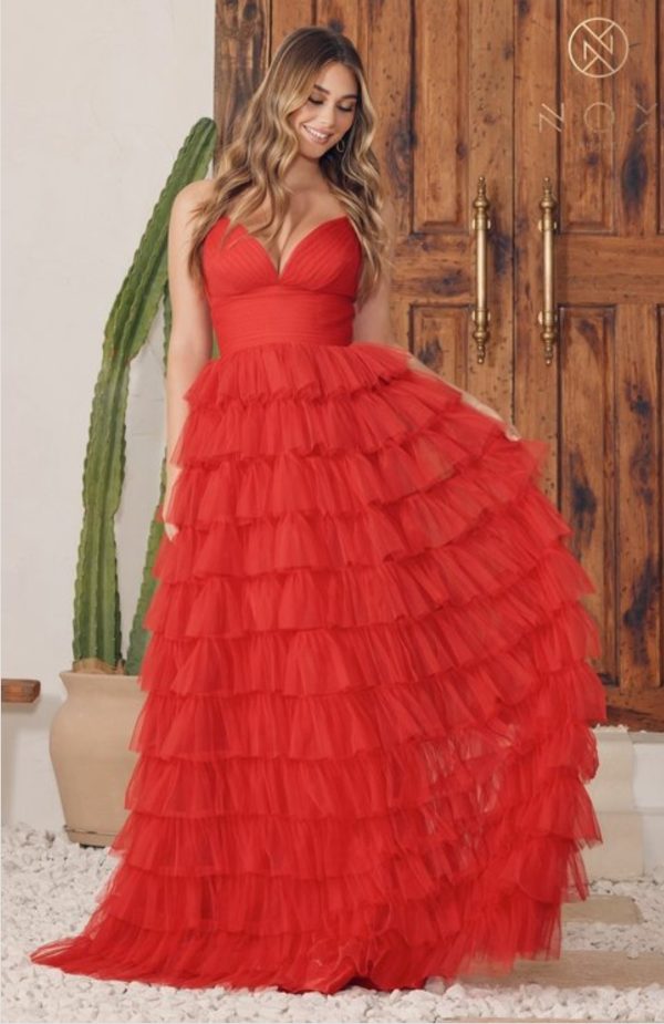 LAYERED TULLE FULL SKIRT DRESS