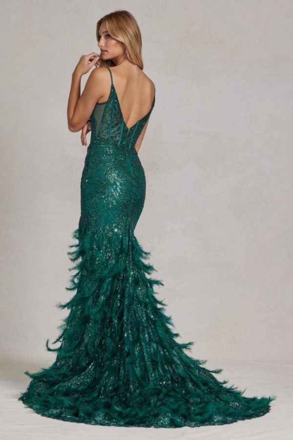 FEATHERED SKIRT SEQUIN DRESS - Image 4