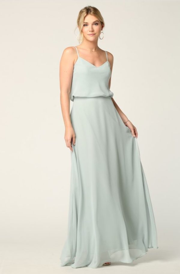 Blouson top, solid chiffon floor length gown with a-line skirt - Image 3