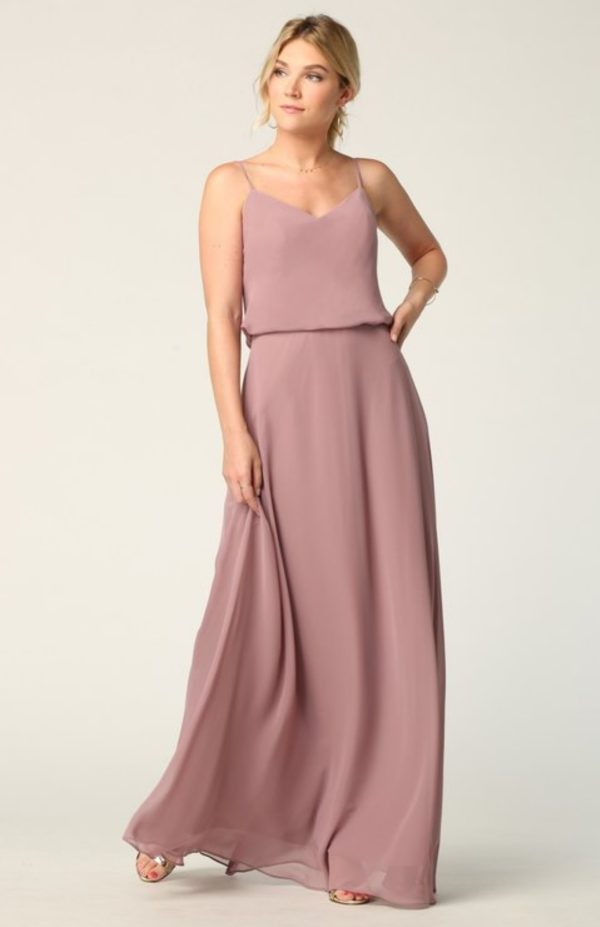 Blouson top, solid chiffon floor length gown with a-line skirt - Image 4