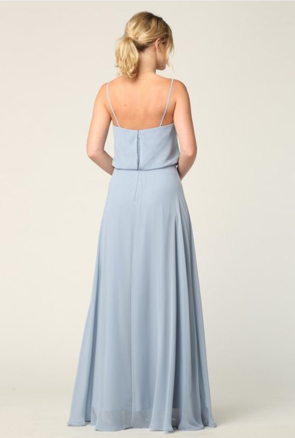 Blouson top, solid chiffon floor length gown with a-line skirt - Image 6