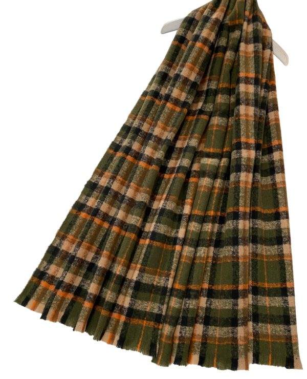 Army Green Vibrant Tartan Blanket Wrap