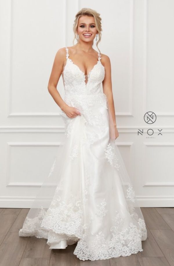 A-LINE CLASSIC V-NECK SIDE LACED STRAPS BALL GOWN