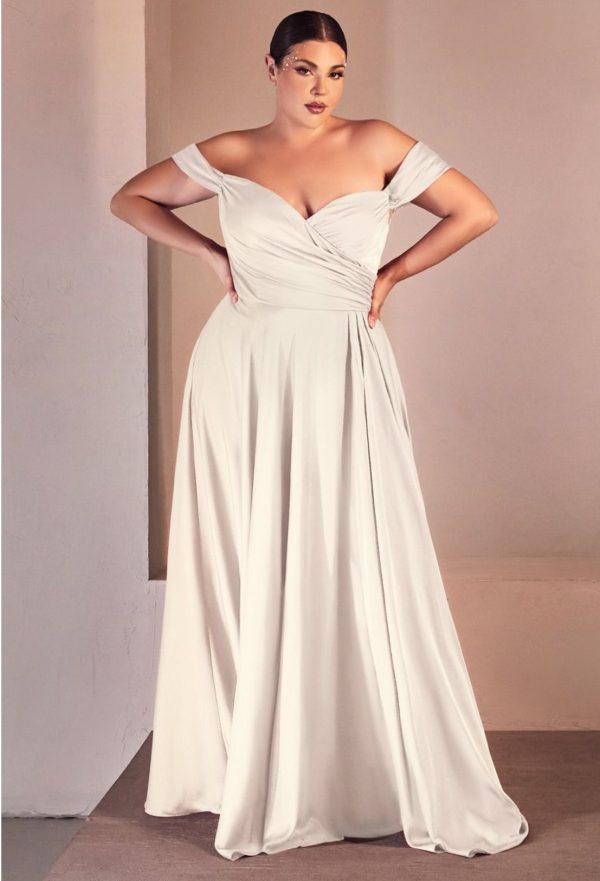 OFF THE SHOULDER BRIDAL A-LINE SATIN DRESS - Image 2