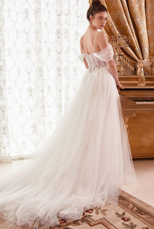 LAYERED TULLE A-LINE BRIDAL GOWN WITH CORSET BODICE - Image 2