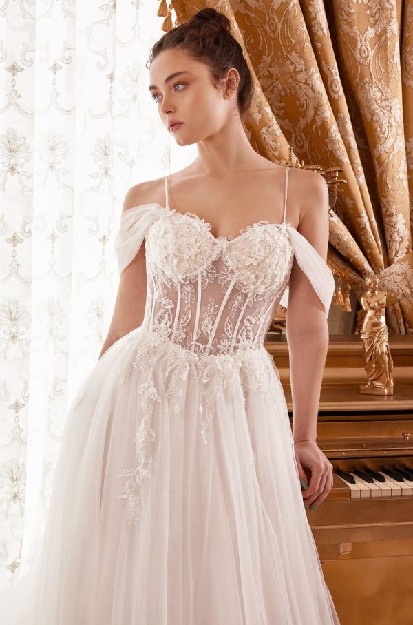 LAYERED TULLE A-LINE BRIDAL GOWN WITH CORSET BODICE - Image 3