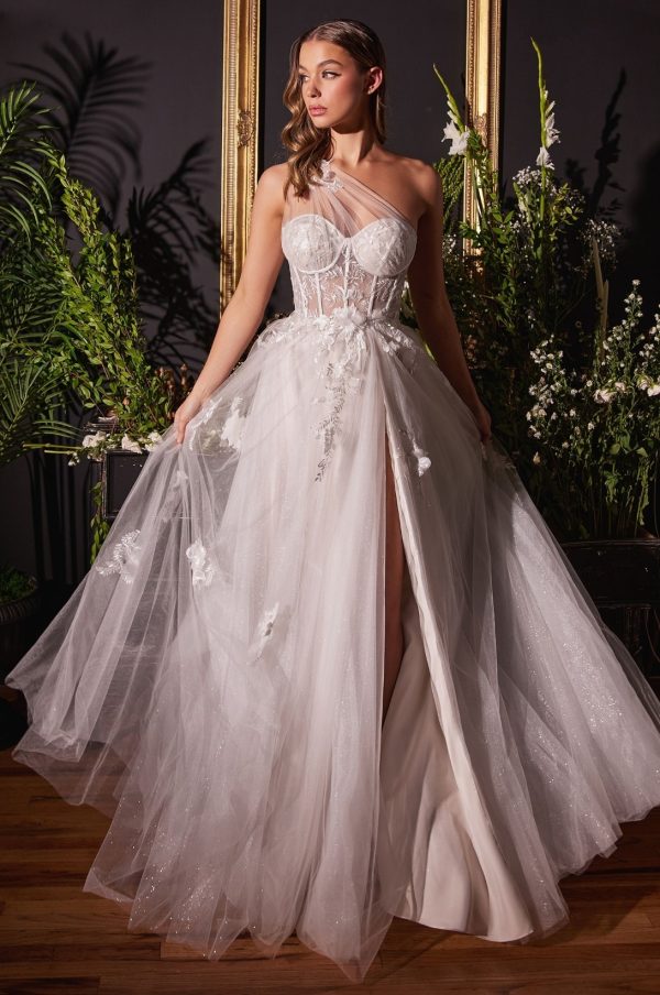 ONE SHOULDER A-LINE BRIDAL GOWN