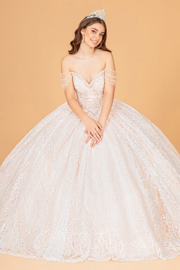 GL3073 Elizabeth K Jewel Mesh Quinceanera Dress w/ Mini Bag and Separate Long Sleeves - Image 7