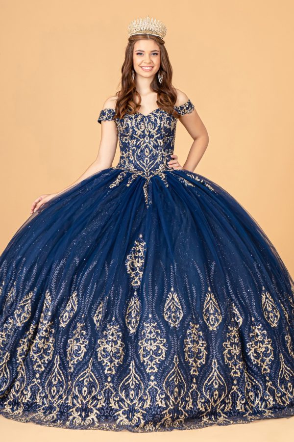 GL3079 Elizabeth K Glitter Mesh Quinceanera Dress w/ Sequin and Beads - Image 5