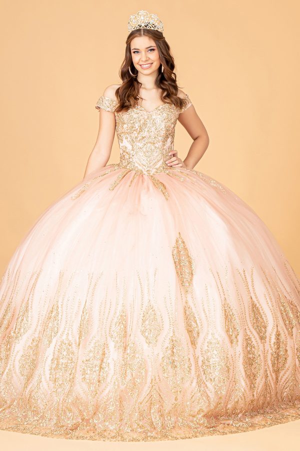 GL3079 Elizabeth K Glitter Mesh Quinceanera Dress w/ Sequin and Beads - Image 4