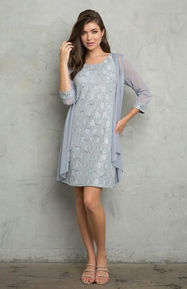 Knee length lace dress with matching stretch chiffon jacket - Image 6