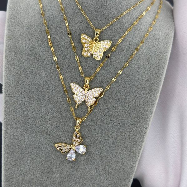 18K gold plated Stainless steel "Butterfly" necklace, Intensity - Image 4