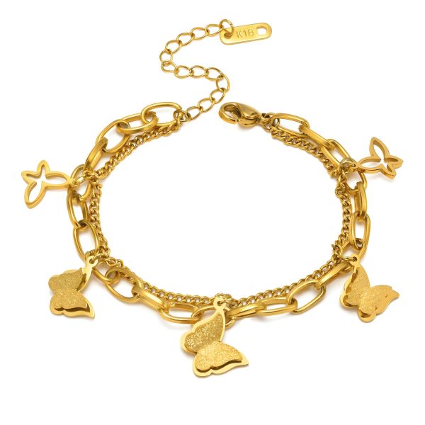 18K gold plated Stainless steel "Butterflies" bracelet, Intensity