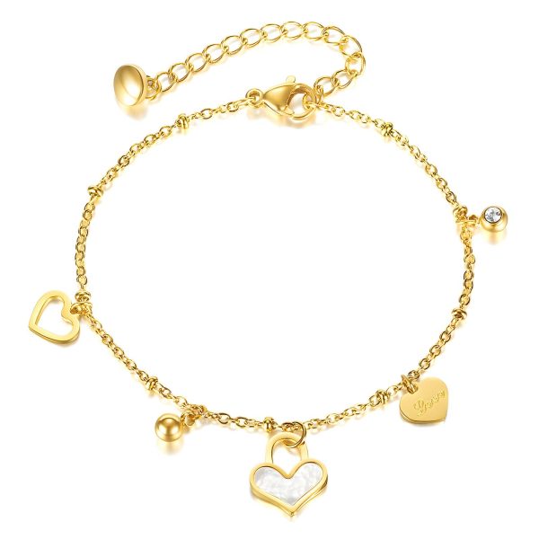 18K gold plated Stainless steel "Hearts" bracelet, Intensity