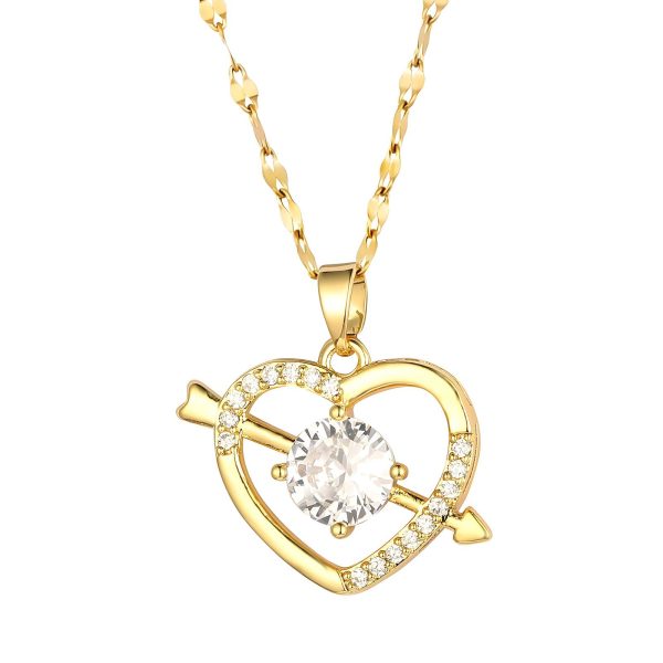 18K gold plated Stainless steel "Hearts" necklace, Intensity