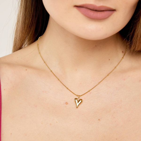 18K gold plated Stainless steel "Hearts" necklace, Intensity - Image 3