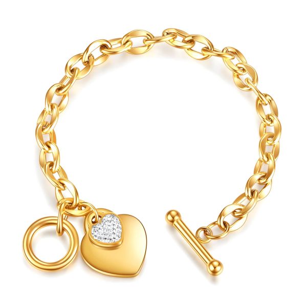 18K gold plated Stainless steel "Hearts" bracelet, Intensity