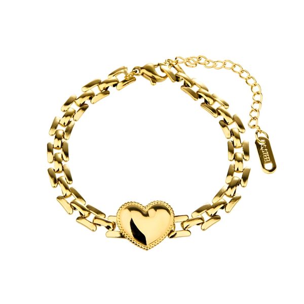 18K gold plated Stainless steel "Heart" bracelet, Intensity