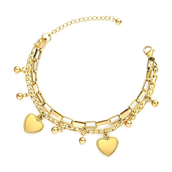 18K gold plated Stainless steel "Hearts" bracelet, Intensity