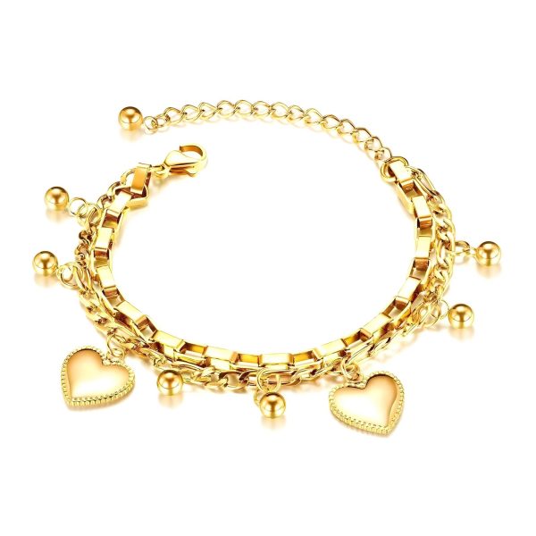 18K gold plated Stainless steel "Hearts" bracelet, Intensity - Image 2