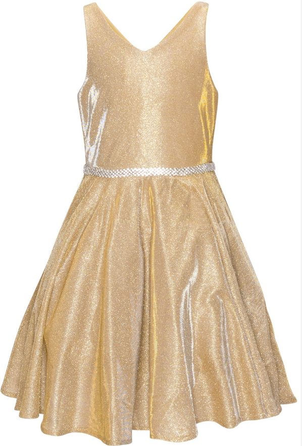 Gold Sleeveless Sparkly Dress