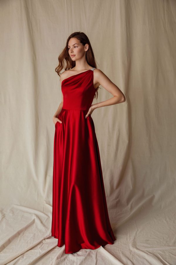 One shoulder evening floor length gown - Image 2