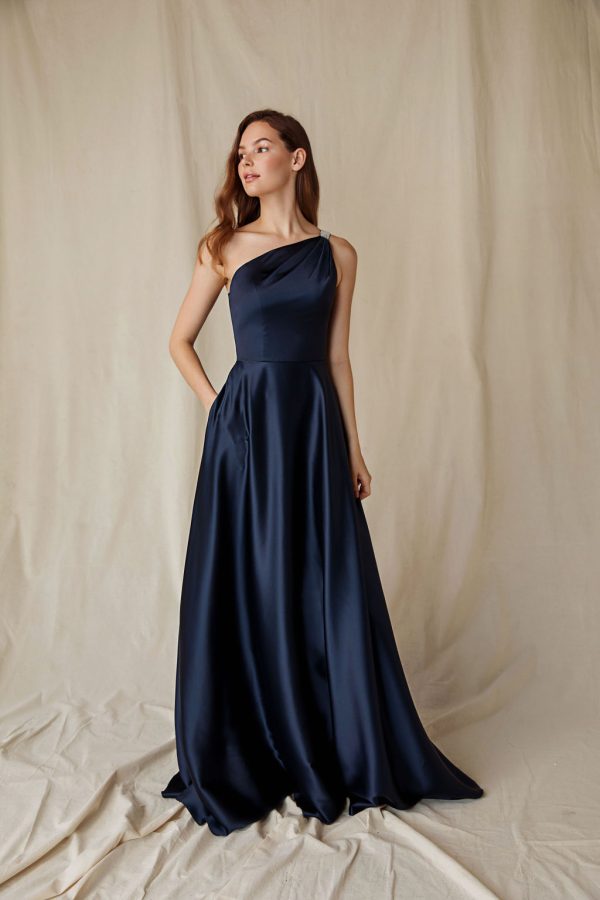 One shoulder evening floor length gown - Image 4