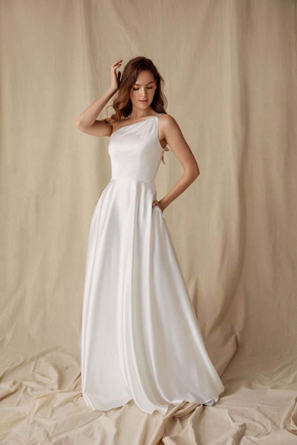 One shoulder evening floor length gown - Image 5