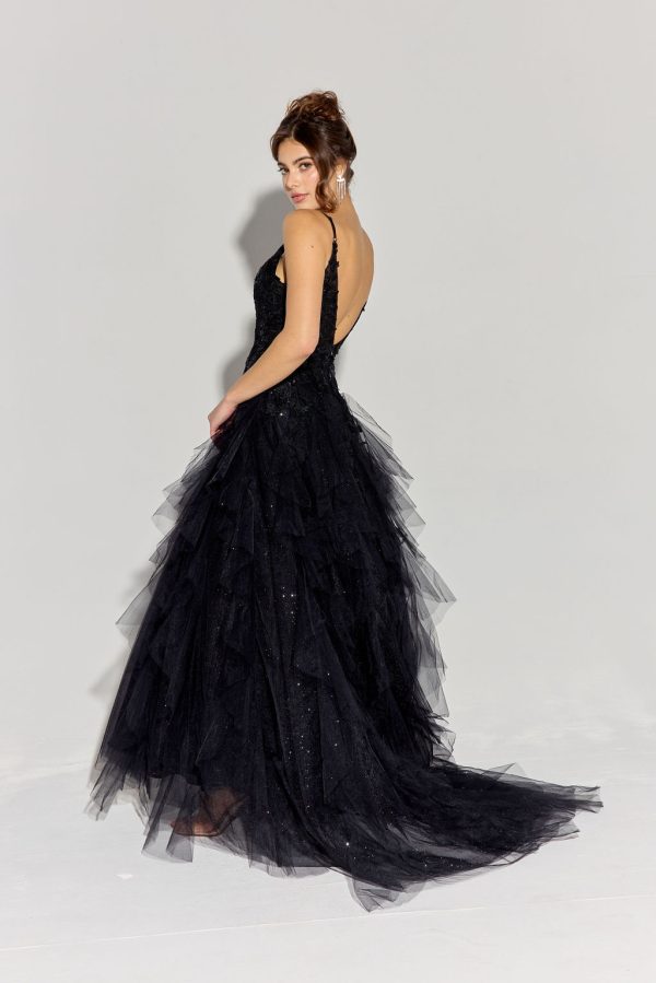 Floor length, glitter mesh ruffle ball gown - Image 6