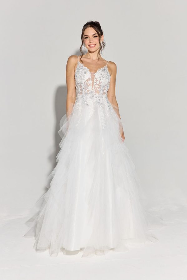 Floor length, glitter mesh ruffle ball gown - Image 5