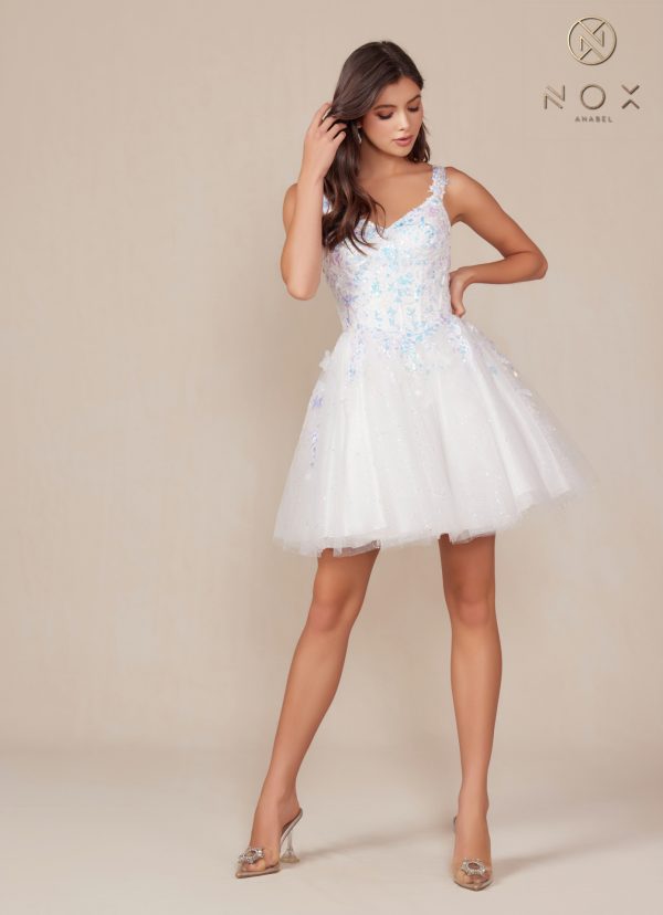 Sequin Embellished Corset Short Tulle Dress - Image 3