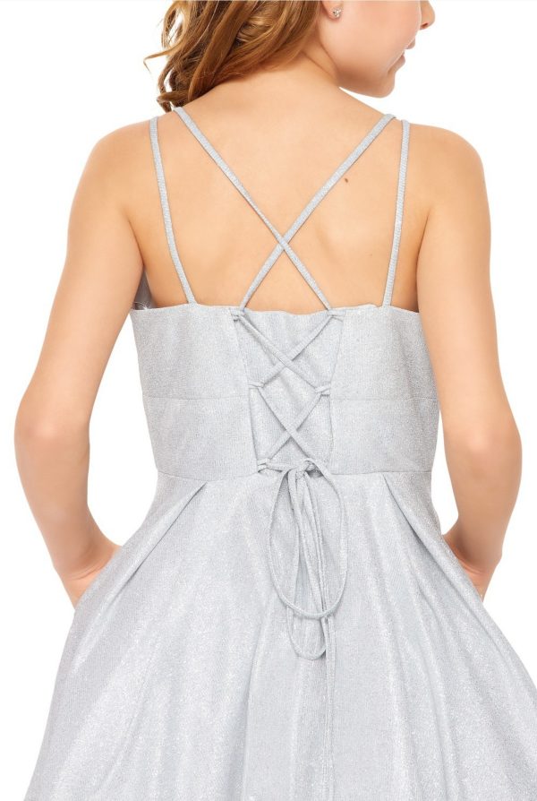 Cute Silver Glitter Metallic double strap Dress - Image 2