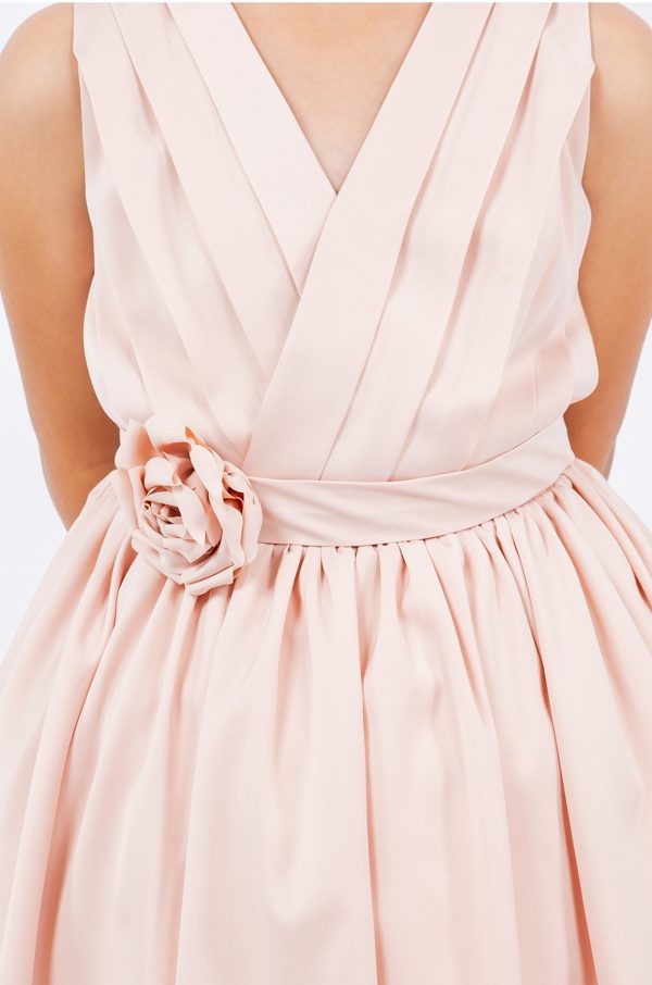 Blush V Neck Plead Dress - Image 3