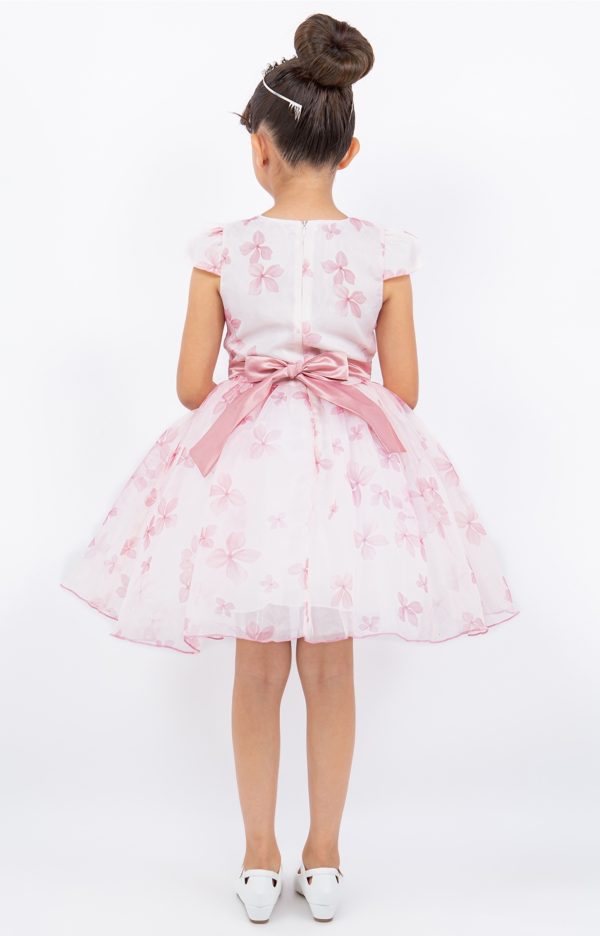 Pink Puff Sleeve Flower Print Dress - Image 4