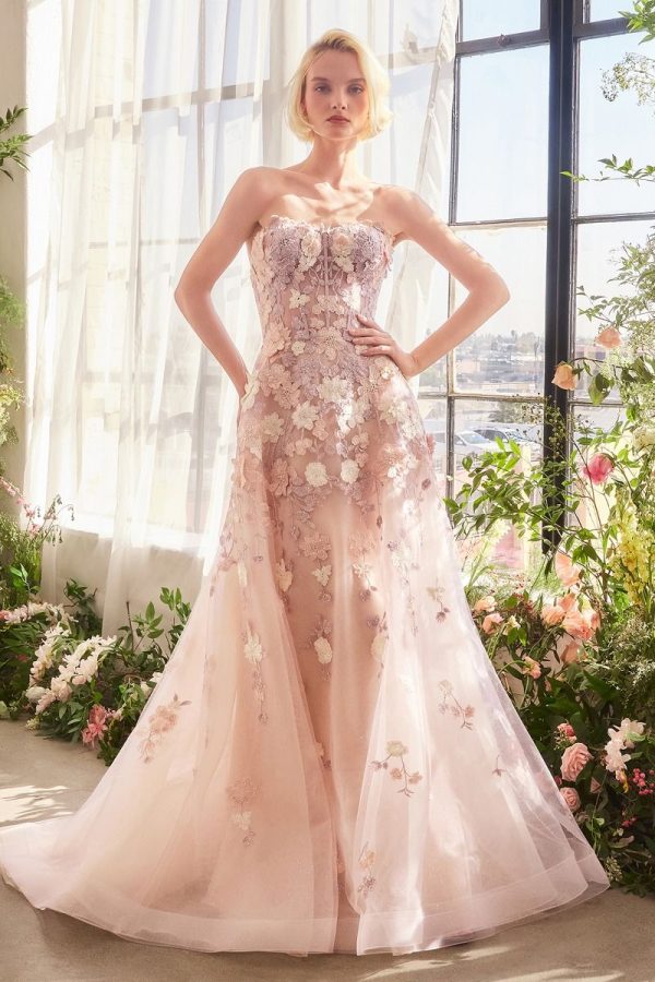 SPRING FLORAL APPLIQUE A-LINE GOWN - Image 7