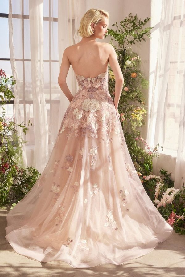 SPRING FLORAL APPLIQUE A-LINE GOWN - Image 4