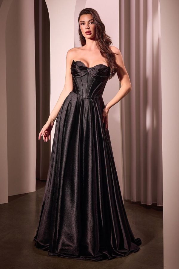 STRAPLESS SATIN A-LINE DRESS - Image 3