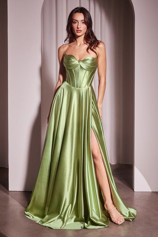 STRAPLESS SATIN A-LINE DRESS - Image 2