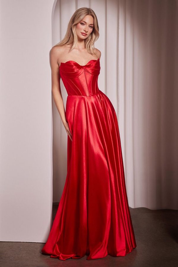 STRAPLESS SATIN A-LINE DRESS - Image 5