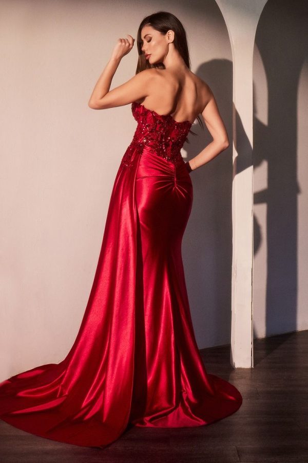 STRAPLESS SWEETHEART FITTED SATIN DRESS - Image 6